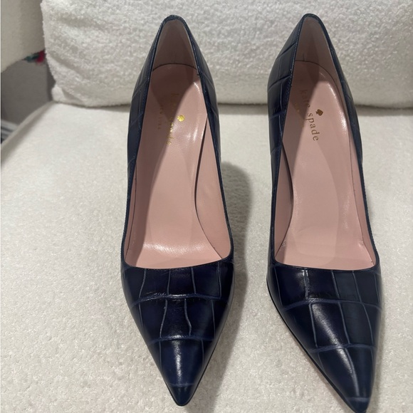Kate Spade Blue Croc-Embossed Heels - Picture 3 of 8